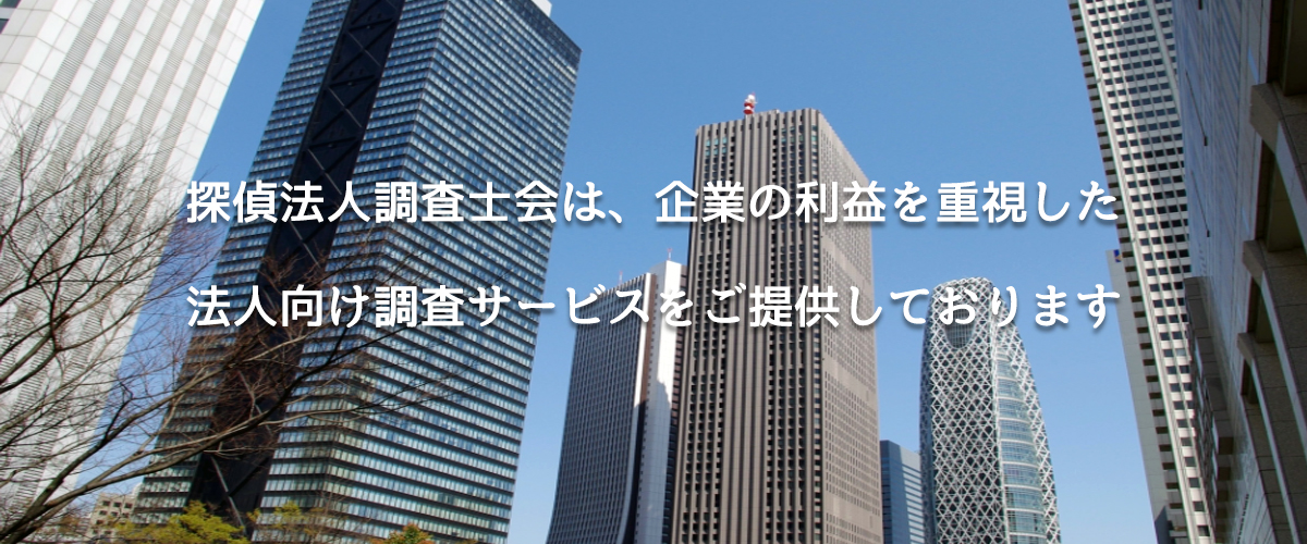 探偵法人調査士会は、企業の利益を重視した法人向け調査サービスをご提供しております