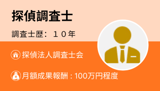 探偵調査士Aさん（勤続 １０ 年）
