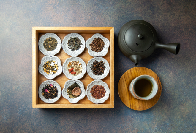 An image of various types of tea.